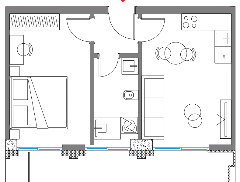 APARTAMENT 1+1 65.8 m²