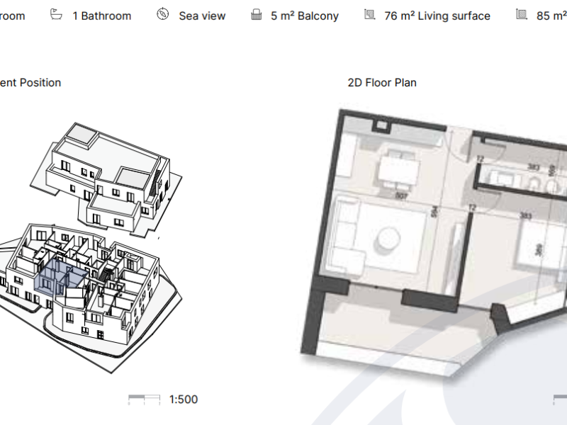 Apartament në Rezidencë në Dhërmi 85 m² total