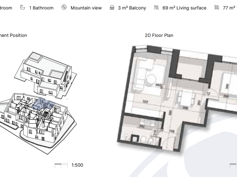 Apartament në Rezidencë në Dhërmi 77 m² total
