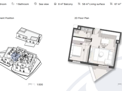 Apartament në Rezidencë në Dhërmi 67 m² total
