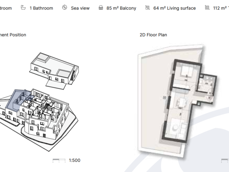 Apartament në Rezidencë në Dhërmi 112 m² total