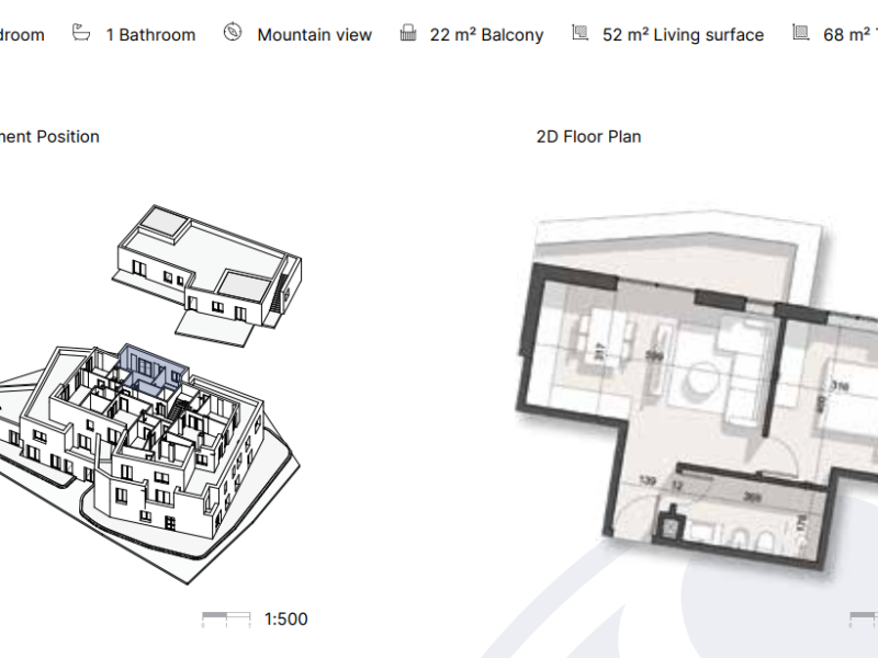 Apartament në Rezidencë në Dhërmi 68 m² total