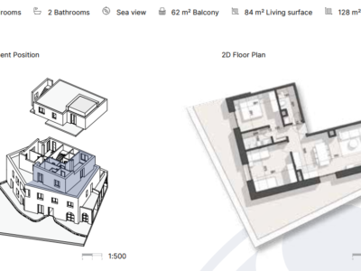 Apartament në Rezidencë në Dhërmi 128 m² total