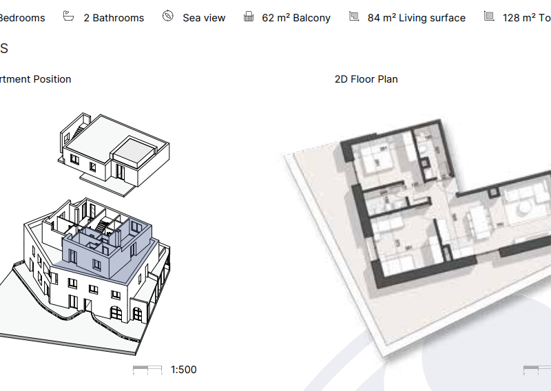 Apartament në Rezidencë në Dhërmi 128 m² total