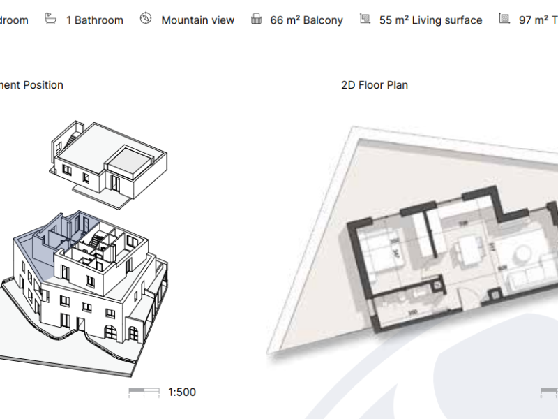 Apartament në Rezidencë në Dhërmi 97 m² total