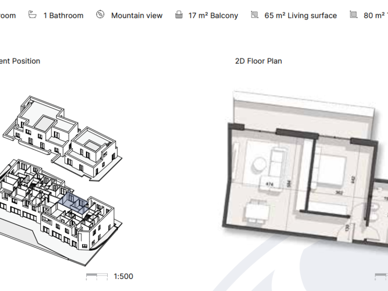 Apartament në Rezidencë në Dhërmi 80 m² total