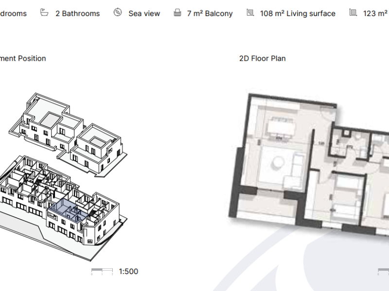 Apartament në Rezidencë në Dhërmi 123 m² total