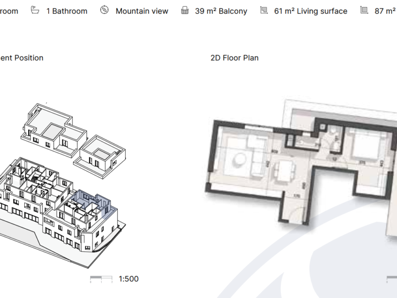 Apartament në Rezidencë në Dhërmi 87 m² total
