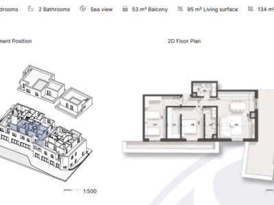 Apartament në Rezidencë në Dhërmi 134 m² total