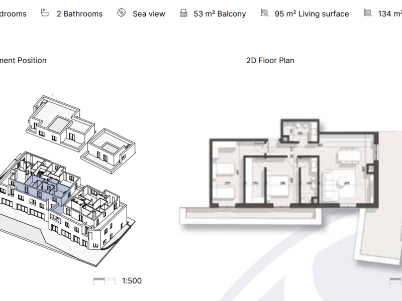 Apartament në Rezidencë në Dhërmi 134 m² total
