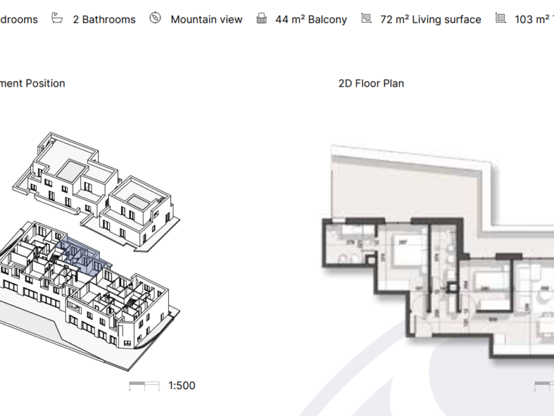 Apartament në Rezidencë në Dhërmi 103 m² total