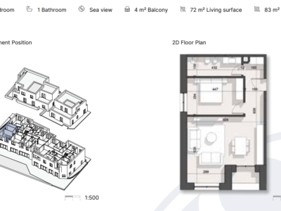 Apartament në Rezidencë në Dhërmi 83 m² total
