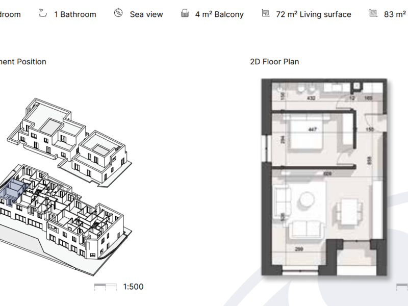 Apartament në Rezidencë në Dhërmi 83 m² total