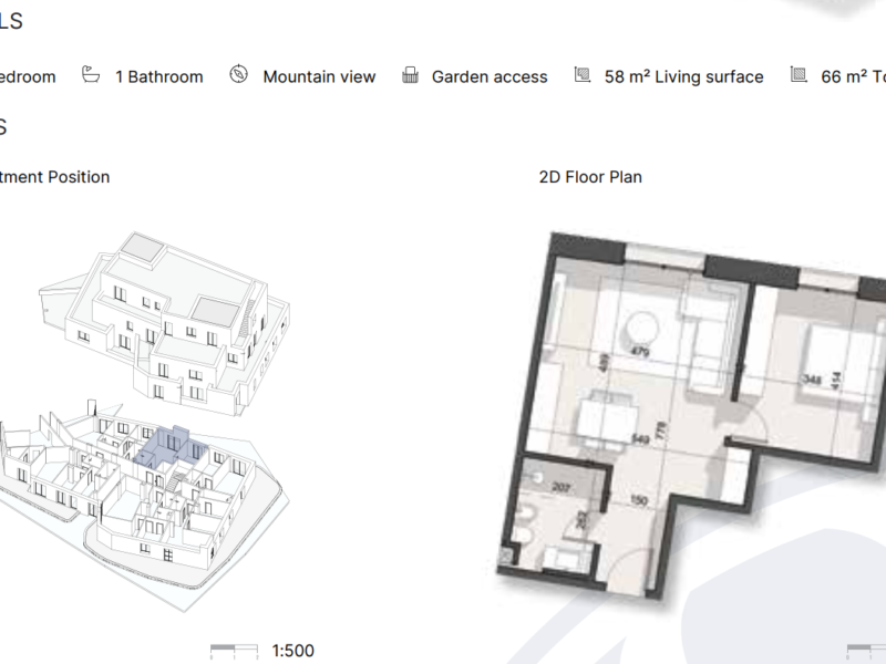 Apartament në Rezidencë në Dhërmi 66 m² total