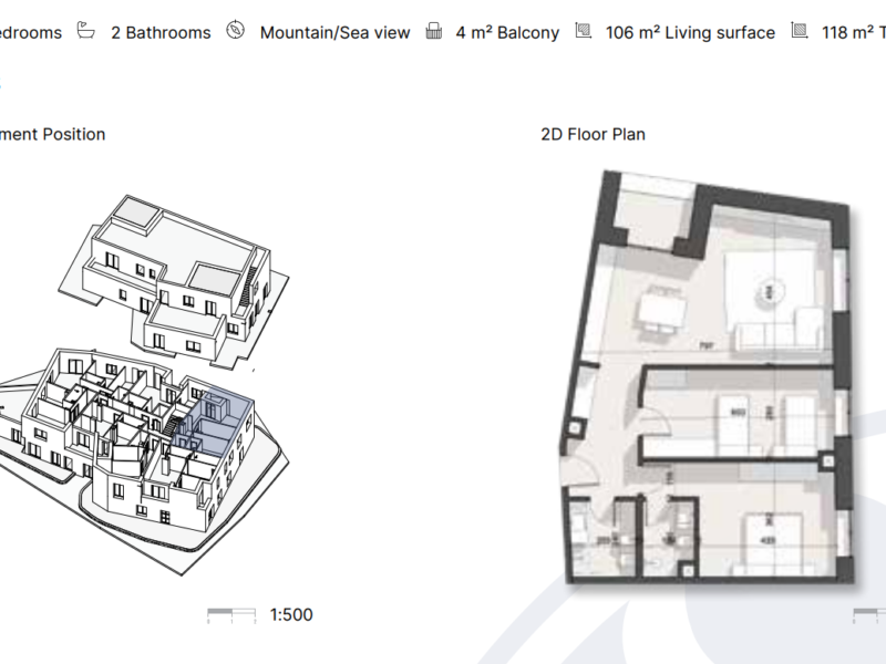 Apartament në Rezidencë në Dhërmi 118 m² total