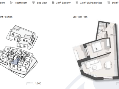 Apartament në Rezidencë në Dhërmi 80 m² total