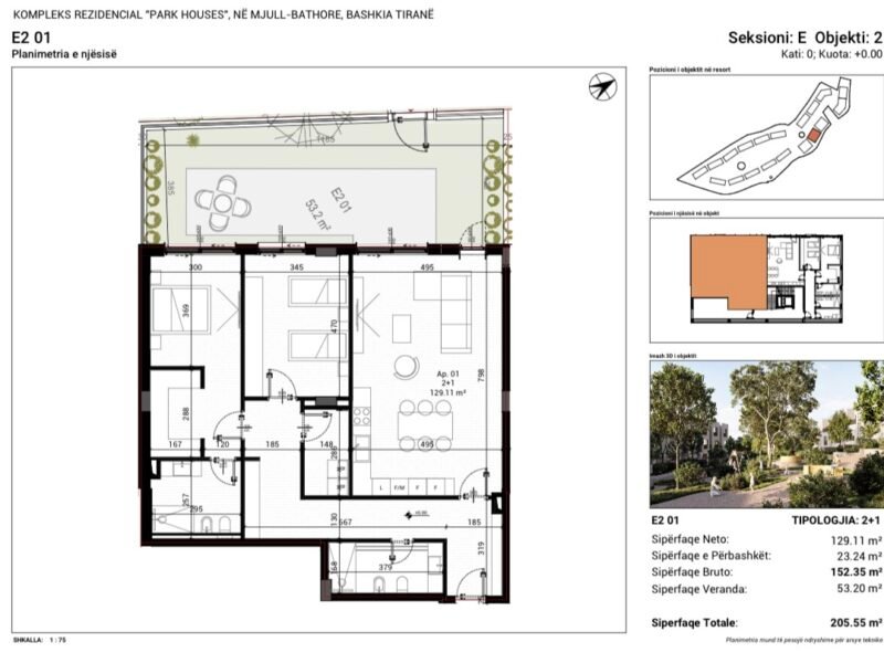 Shitet apartament ne Rezidencen ne ndertim "PARK HOUSES"